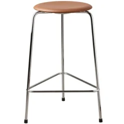 Fritz Hansen Dot high stool, walnut leather - chrome