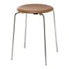 Fritz Hansen Dot stool, walnut leather - chrome