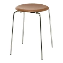 Fritz Hansen Dot stool, walnut leather - chrome