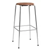 Fritz Hansen High Dot bar stool, 76 cm, chrome - walnut veneer