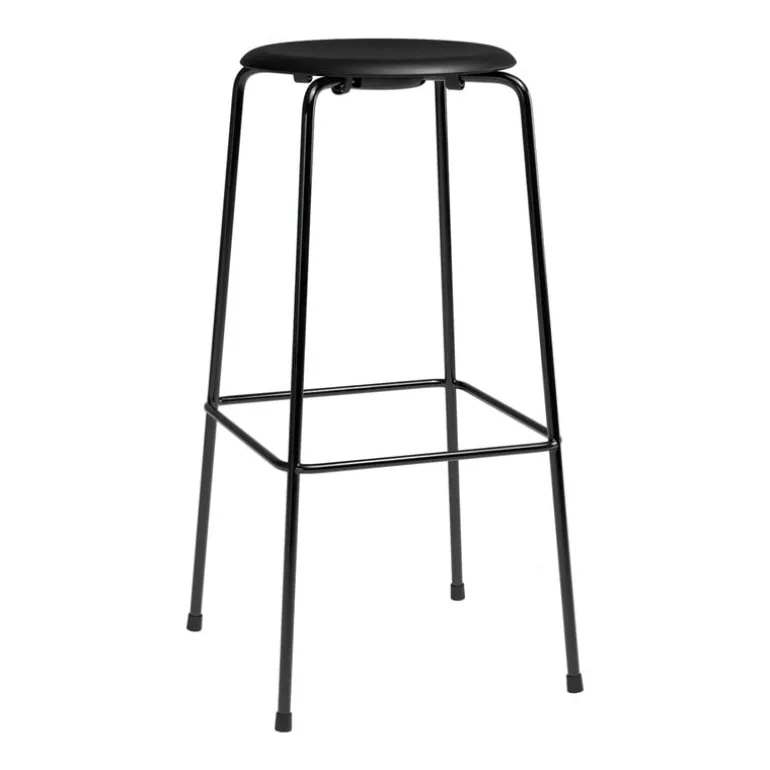 Fritz Hansen High Dot bar stool, 76 cm, black - black leather