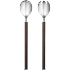 Georg Jensen Bernadotte salad serving set, smoked oak - steel