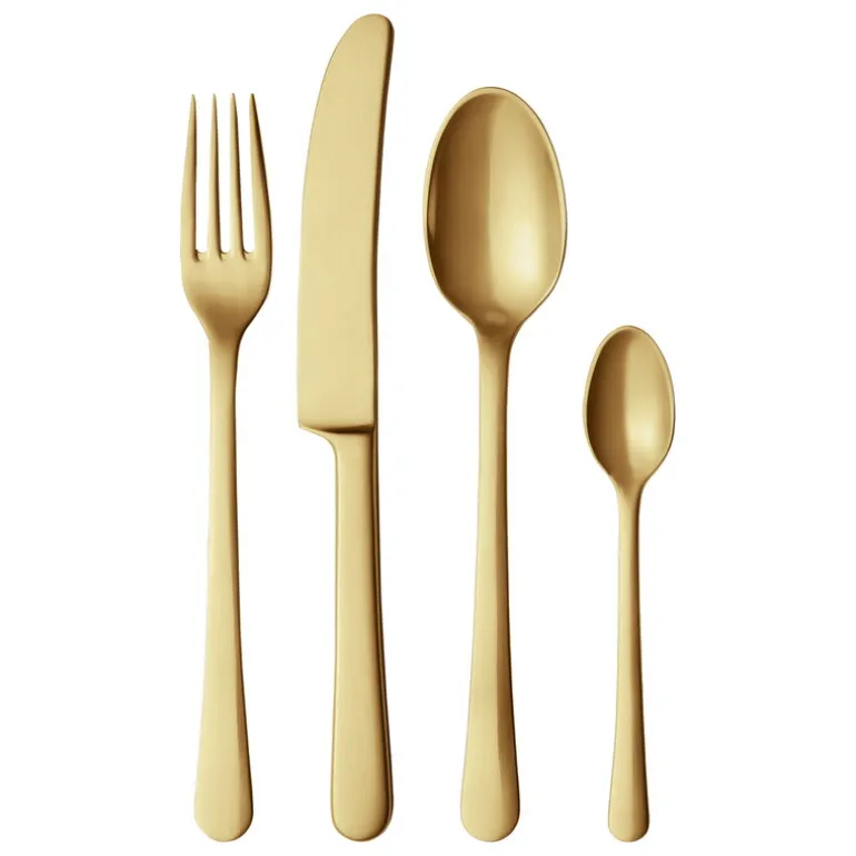 Georg Jensen Copenhagen cutlery set 16 pcs, gold colour stainless steel