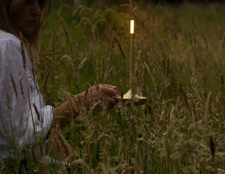 Graypants Wick portable table lamp, brass