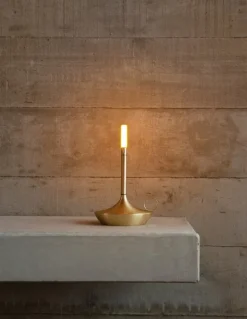 Graypants Wick S portable table lamp, brass