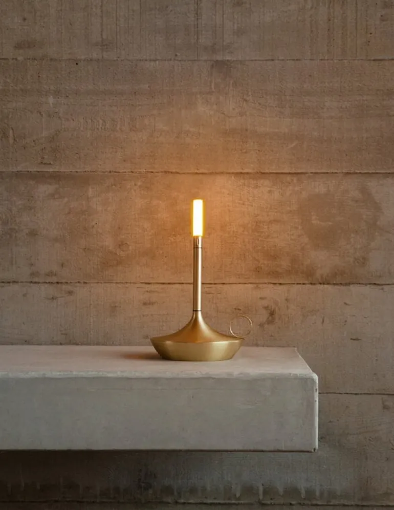 Graypants Wick S portable table lamp, brass