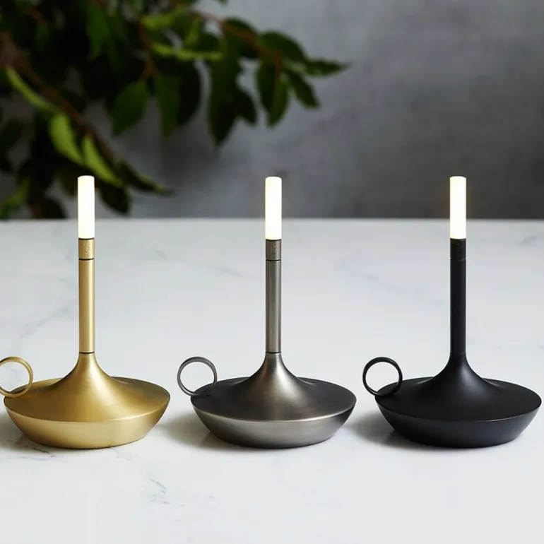 Graypants Wick S portable table lamp, brass