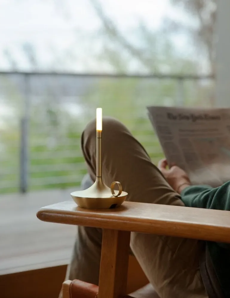 Graypants Wick S portable table lamp, brass