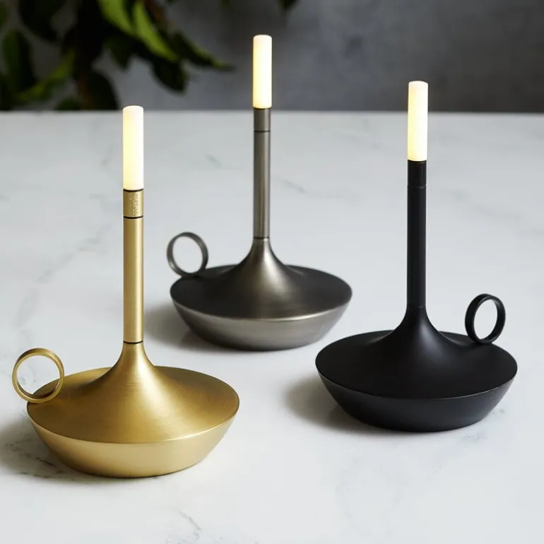 Graypants Wick S portable table lamp, brass