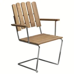 Grythyttan Stålmöbler Armchair A2, galvanized steel - teak