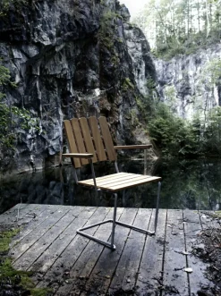 Grythyttan Stålmöbler Armchair A2, galvanized steel - oiled oak