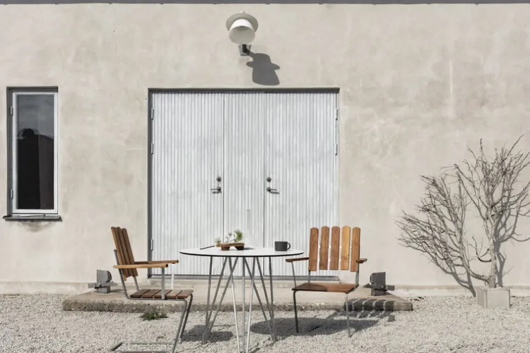 Grythyttan Stålmöbler Armchair A2, galvanized steel - oiled oak