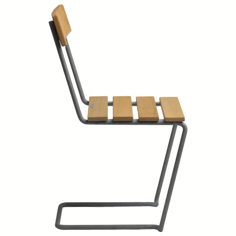 Grythyttan Stålmöbler Chair 1, galvanized steel - oiled oak