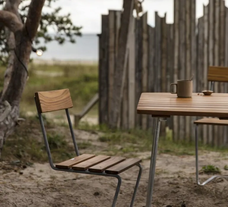 Grythyttan Stålmöbler Chair 1, galvanized steel - teak
