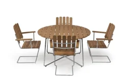 Grythyttan Stålmöbler Table 9A, 120 cm, galvanized steel - oiled oak