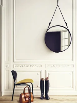 GUBI Adnet mirror, L, black leather