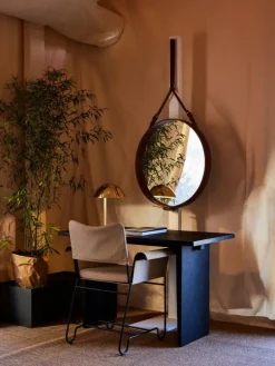 GUBI Adnet mirror, L, black leather