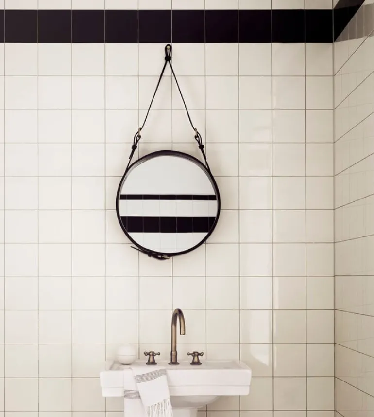 GUBI Adnet mirror, M, black, leather