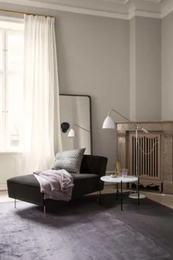 GUBI Adnet mirror, rectangular, 65 x 115 cm, black leather