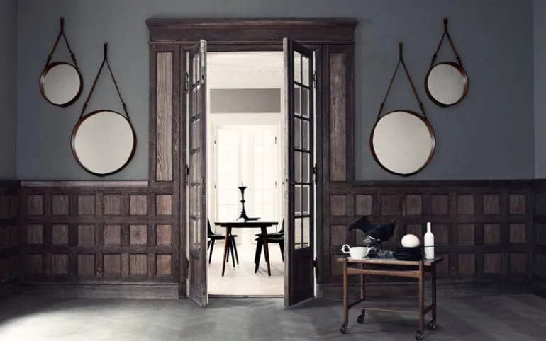 GUBI Adnet mirror, S, black leather