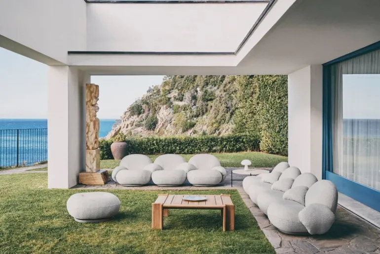 GUBI Atmosfera coffee table, 113 x 100 cm, teak