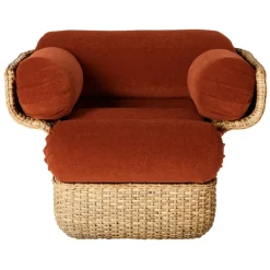 GUBI Basket lounge chair, rattan - Belsuede Special FR 133