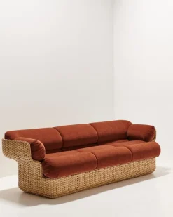 GUBI Basket 3-seater sofa, rattan - Belsuede Special FR 133