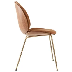 GUBI Beetle chair, antique brass - walnut - Belsuede Sp. 132