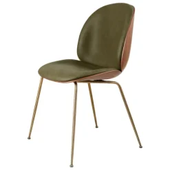 GUBI Beetle chair, antique brass - walnut - army leather Soft