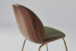 GUBI Beetle chair, antique brass - walnut - army leather Soft