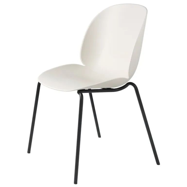 GUBI Beetle chair, stackable, matt black - alabaster white