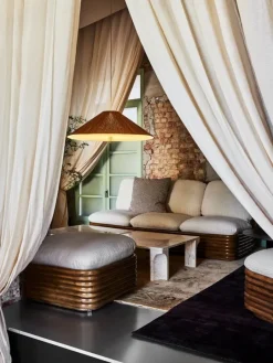 GUBI Bohemian 72 sofa, rattan - Diagonal Boucle 007