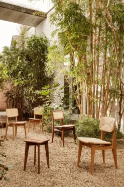 GUBI C-Chair, cane - oiled walnut