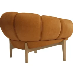 GUBI Croissant lounge chair, oiled oak - Chamois Cuoio 1708