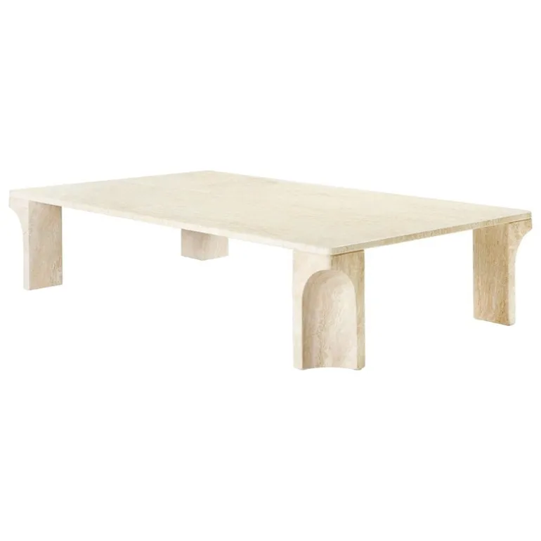 GUBI Doric coffee table, 140 x 80 cm, neutral white travertine
