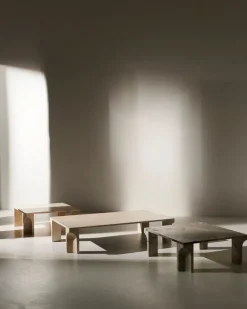 GUBI Doric coffee table, 140 x 80 cm, neutral white travertine