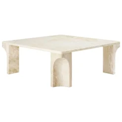 GUBI Doric coffee table, 80 x 80 cm, neutral white travertine