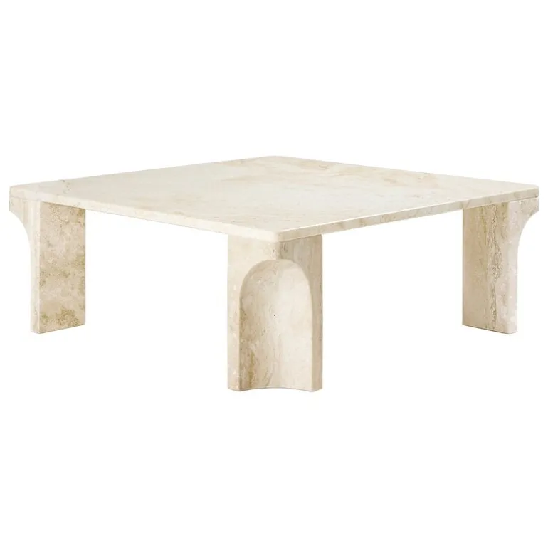 GUBI Doric coffee table, 80 x 80 cm, neutral white travertine