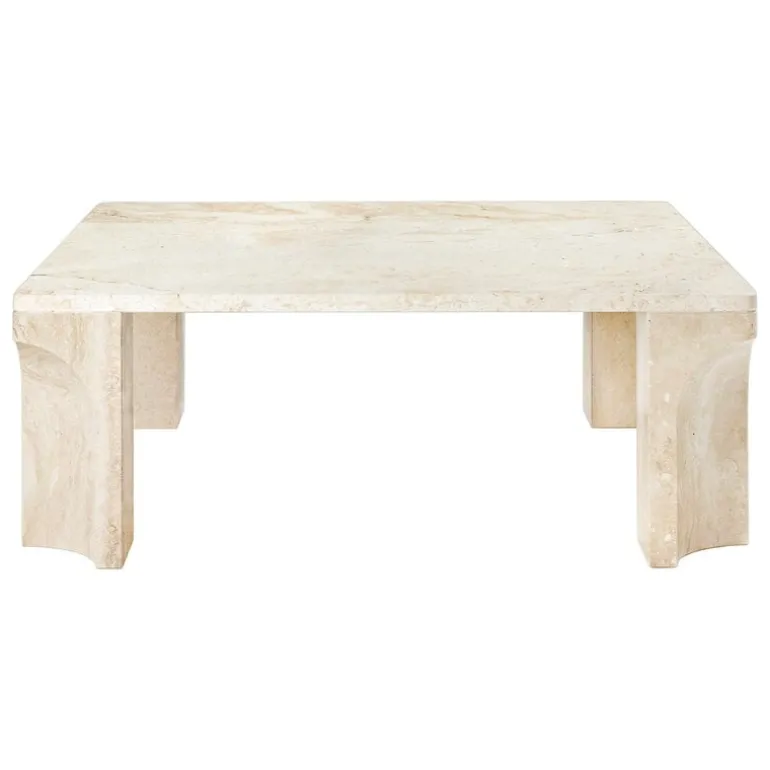GUBI Doric coffee table, 80 x 80 cm, neutral white travertine