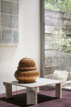 GUBI Doric coffee table, 80 x 80 cm, neutral white travertine