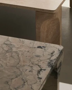 GUBI Doric coffee table, 80 x 80 cm, neutral white travertine