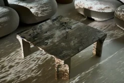 GUBI Doric coffee table, 80 x 80 cm, electric grey limestone