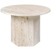 GUBI Epic coffee table, round, 60 cm, white travertine
