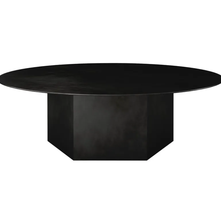 GUBI Epic coffee table, round, 110 cm, midnight black steel