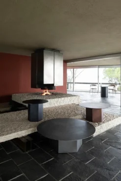 GUBI Epic coffee table, round, 110 cm, misty grey steel