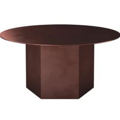 GUBI Epic coffee table, round, 80 cm, earthy red steel