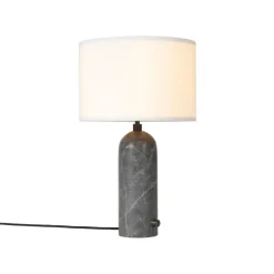 GUBI Gravity table lamp, small, grey marble - white