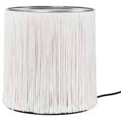 GUBI Model 597 table lamp, polished aluminium - cream fringe