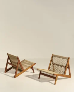 GUBI MR01 Initial Outdoor lounge chair, oiled iroko