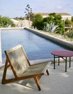 GUBI MR01 Initial Outdoor lounge chair, oiled iroko